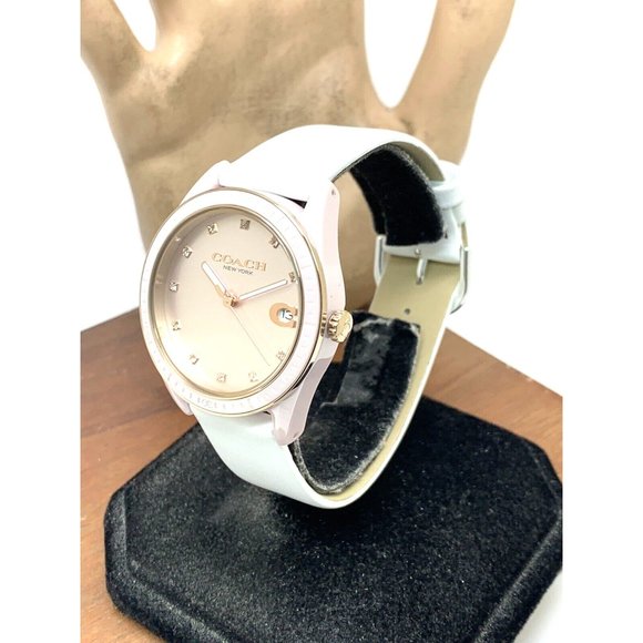 Coach Women's Watch 14503264 Pink Ceramic Case Quartz 36mm White Leather… - Picture 13 of 13